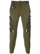 Dsquared2 Zip Detail Trousers, Men's, Size: 48, Green, Cotton/polyamide/virgin Wool