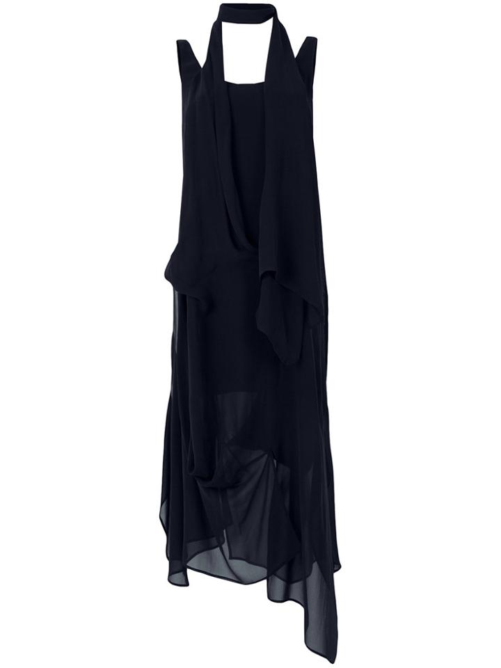 Christian Wijnants Daria Scarf-detail Asymmetric Midi Dress - Blue