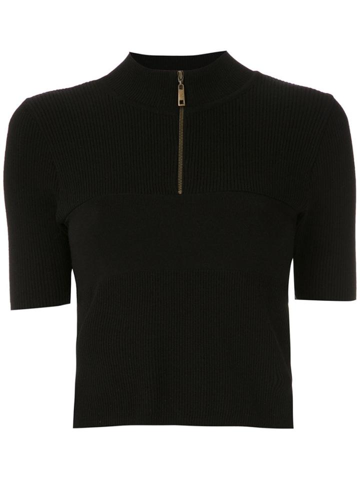 Andrea Bogosian Funnel Neck Knit Blouse - Black