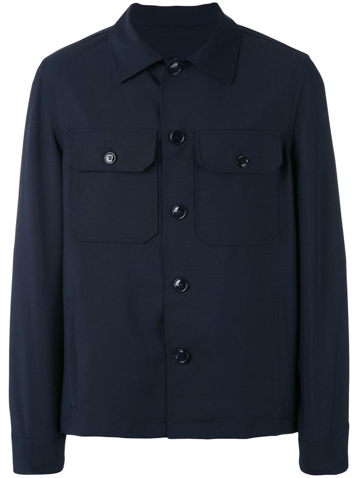 Mp Massimo Piombo - Military Shirt Jacket - Men - Cotton/mohair/wool - 50, Blue, Cotton/mohair/wool
