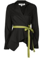 Dvf Diane Von Furstenberg Leah Asymmetrical Wrap Shirt - Black