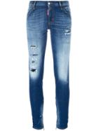 Dsquared2 Skinny Medium Waist Jeans, Women's, Size: 44, Blue, Cotton/spandex/elastane/polyester
