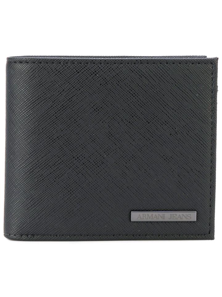 Armani Jeans Logo Plaque Billfold Wallet - Black