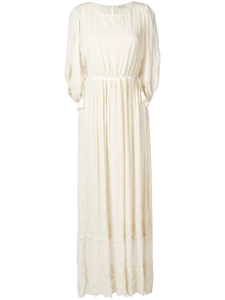 Love Shack Fancy Cecily Tonal Embroidered Dress - White