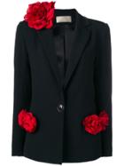 Elie Saab Rose Appliqué Blazer - Black
