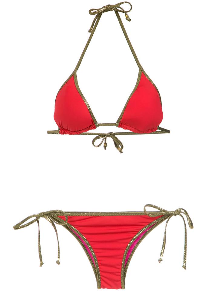 Amir Slama Gold-tone Trimming Bikini Set - Red
