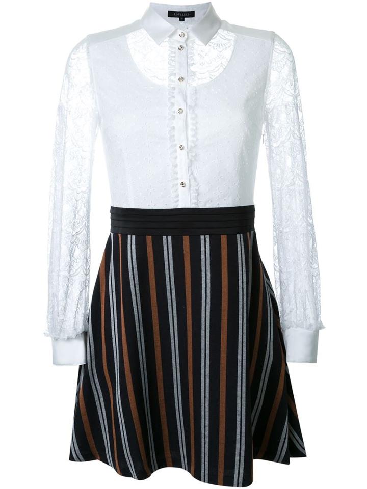 Loveless Lace Top Flared Combo Dress, Women's, Size: 34, White, Cupro/cotton