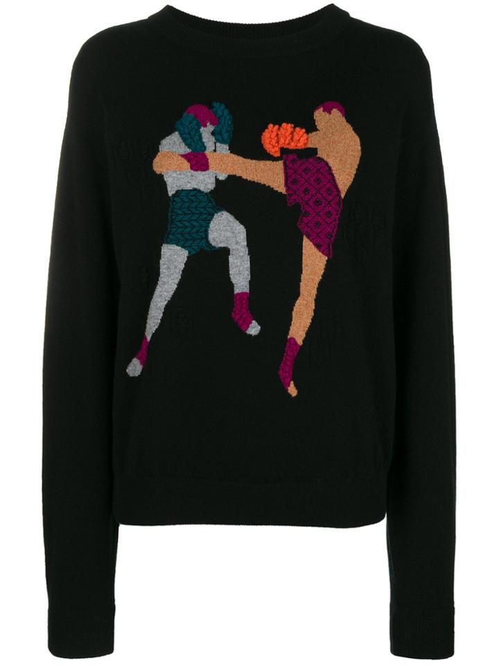 Barrie Cashmere Embroidered Jumper - Black