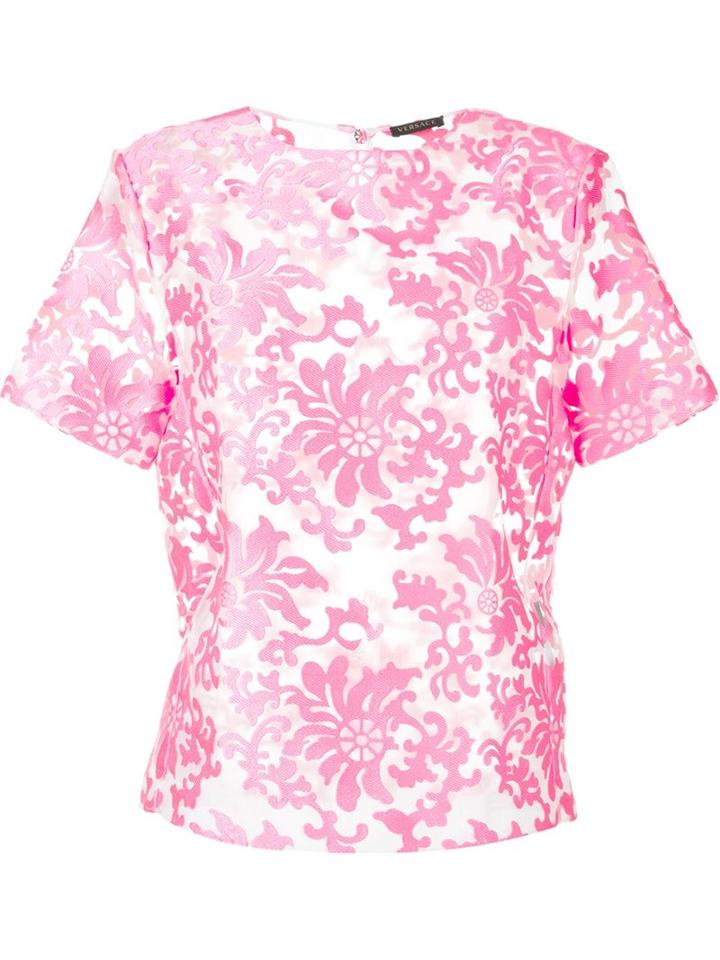 Versace Baroque Print Sheer Top