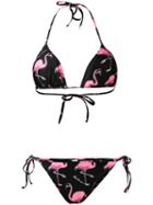 Moschino - Flamingo Print Bikini - Women - Polyester/spandex/elastane - 1, Black, Polyester/spandex/elastane