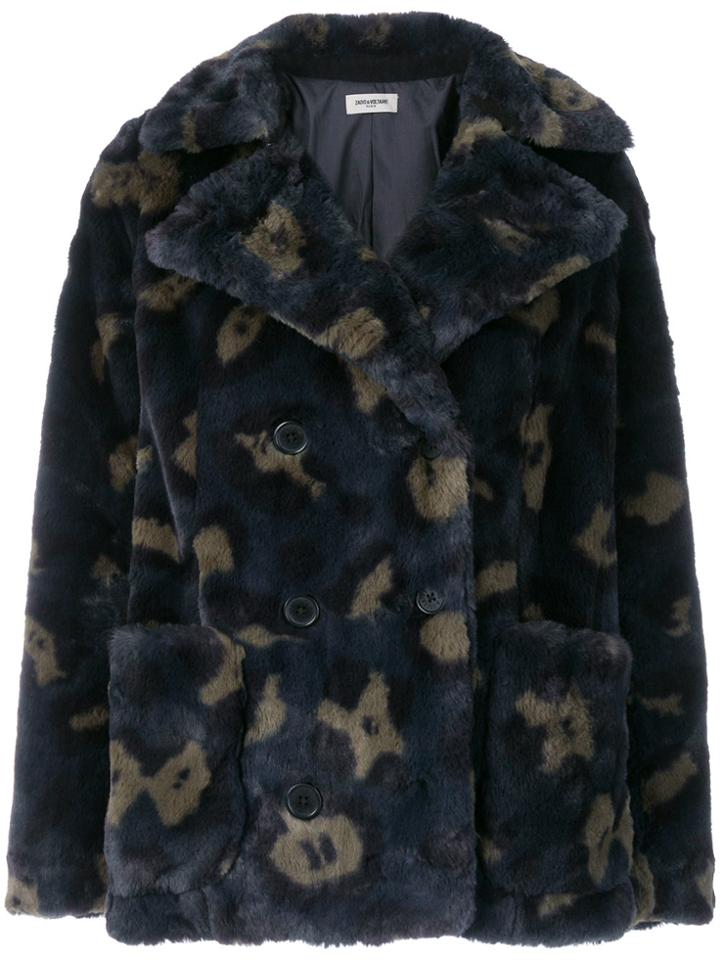 Zadig & Voltaire Patterned Faux Fur Jacket - Blue