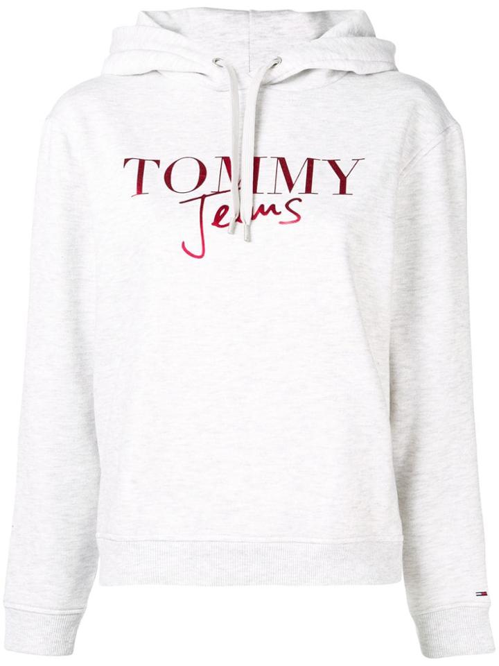 Tommy Jeans Logo Print Hoodie - Grey