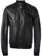Dolce & Gabbana Bomber Jacket, Men's, Size: 52, Black, Lamb Skin/acetate/viscose