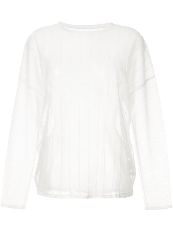 Jean Paul Knott Striped Sheer Sweatshirt - White