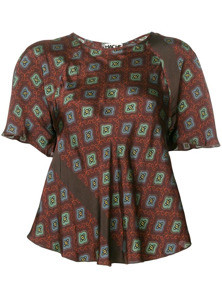 Hache Print Loose Fit Blouse - Multicolour