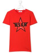 Msgm Kids Teen Star Logo T-shirt - Red