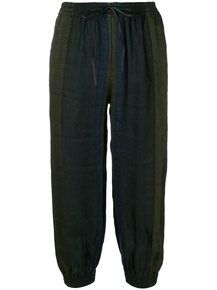 Andrea Ya'aqov Striped Cropped Track Pants - Green