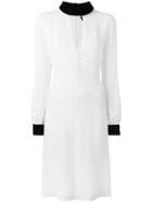 Tom Ford Contrasting Detail Midi Dress, Women's, Size: 38, White, Acetate/viscose/silk