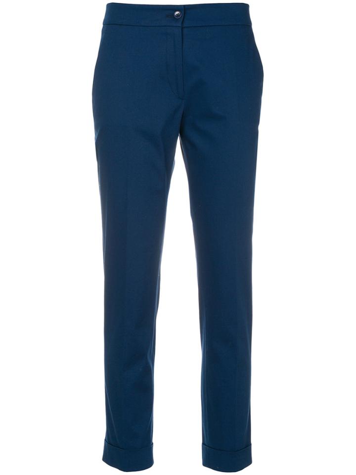 Etro Cropped Slim-fit Trousers - Blue