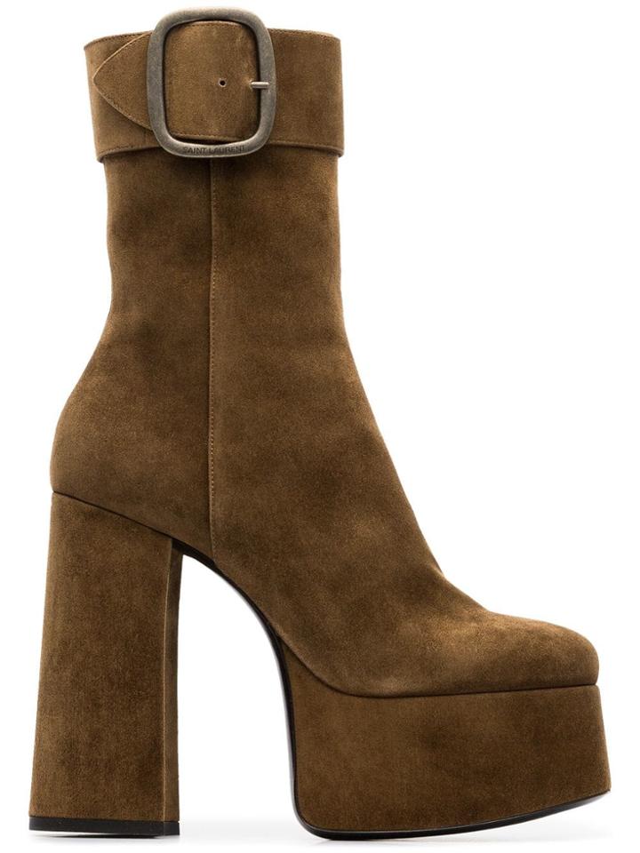 Saint Laurent Billy 85 Suede Ankle Boots - Brown