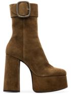 Saint Laurent Billy 85 Suede Ankle Boots - Brown