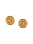 Chanel Pre-owned 1997 Cut-out Cc Button Earrings - Gold