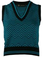Versace Chevron Sleeveless Knitted Top - Blue