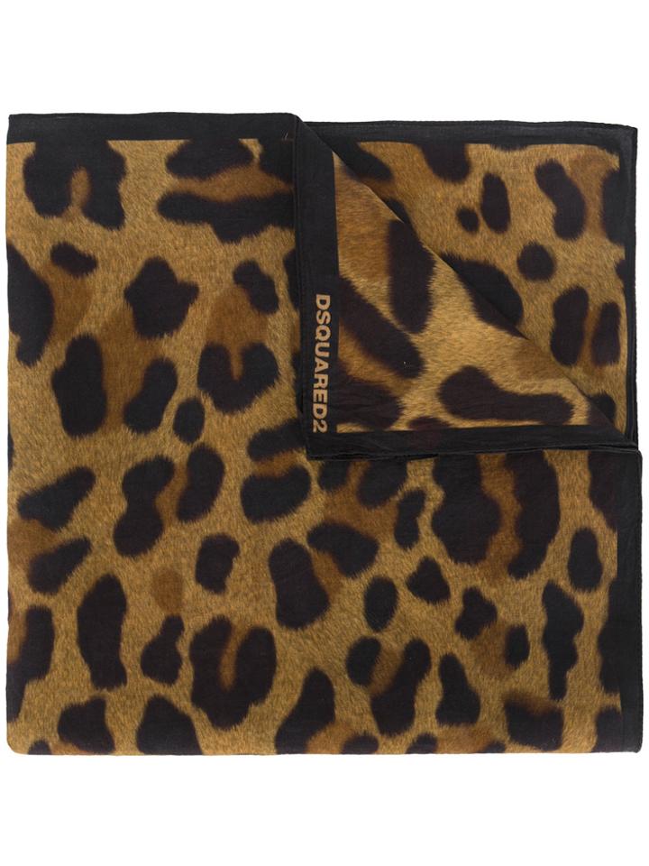 Dsquared2 Leopard Print Scarf - Brown