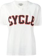 Cycle V-neck Print T-shirt, Women's, Size: Xs, White, Cotton