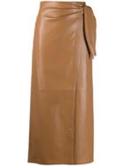 Nanushka Wrapped Midi Skirt - Brown