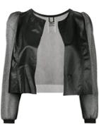 Aviù - Sheer Sleeve Cropped Jacket - Women - Leather/polyamide/spandex/elastane/metallized Polyester - S, Black, Leather/polyamide/spandex/elastane/metallized Polyester