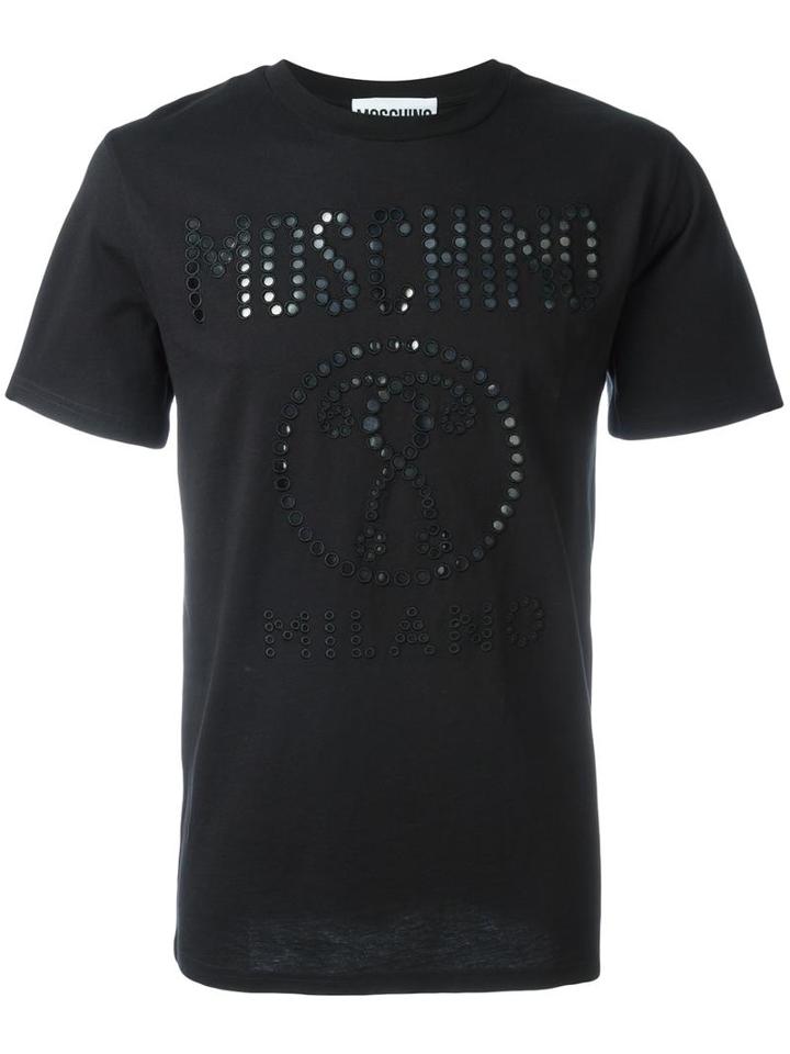 Moschino Perforated Logo T-shirt, Men's, Size: Small, Black, Cotton
