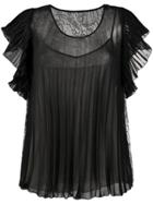 Boutique Moschino Contrast Pleated Blouse - Black