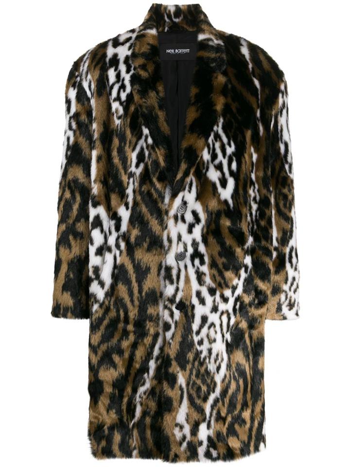 Neil Barrett Animal Pattern Coat - Brown