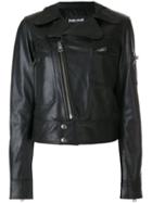 Just Cavalli - Fitted Biker Jacket - Women - Goat Skin/polyester - 42, Black, Goat Skin/polyester