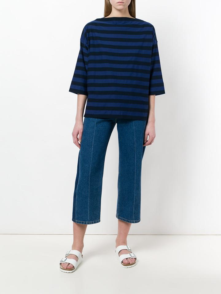 Daniela Gregis Striped Boat Neck T-shirt - Blue