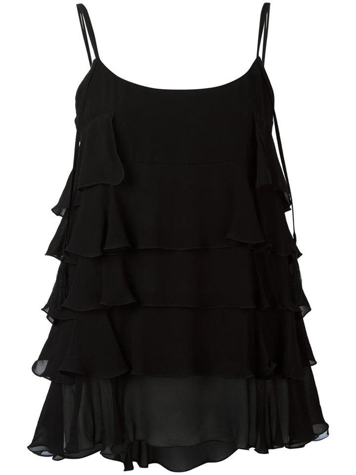 Twin-set - Tiered Tank Top - Women - Viscose - 40, Black, Viscose