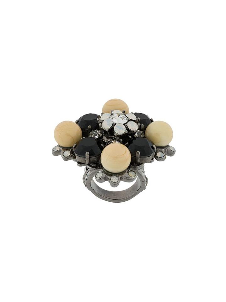 Chanel Pre-owned Maltese Cross Jeweled Ring - Black