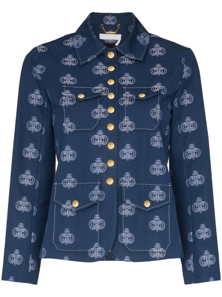 Chloé Logo Printed Jacket - Blue