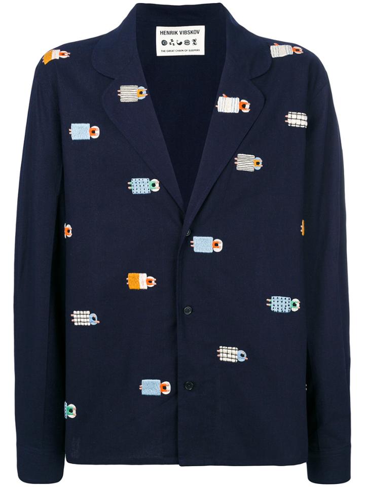 Henrik Vibskov Embroidered Fitted Blazer - Blue
