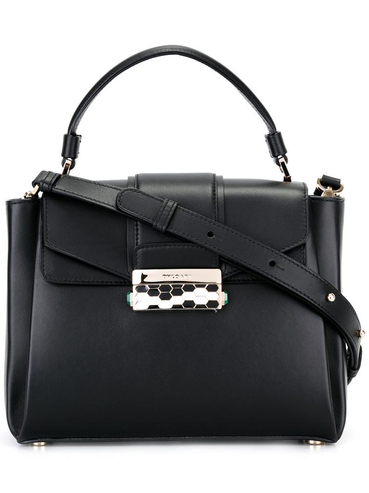 Bulgari Serpenti Shoulder Bag, Women's, Black, Calf Leather