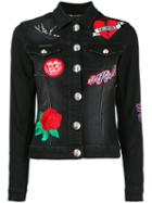 Embroidered Denim Jacket - Women - Cotton/spandex/elastane - S, Black, Cotton/spandex/elastane, Philipp Plein