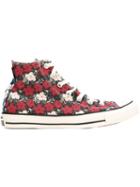 Converse Floral Print High-top Sneakers, Women's, Size: 40, Red, Cotton/rubber