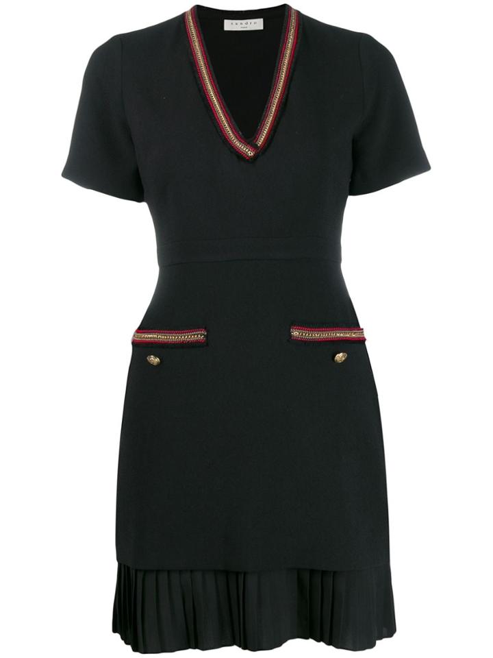 Sandro Paris Short-sleeved Mini Dress - Black