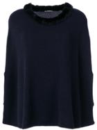 N.peal Cashmere Collar Poncho - Blue