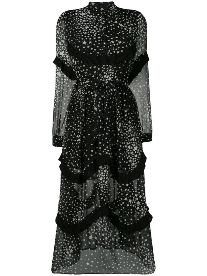 Jovonna Star Print Flared Dress - Black