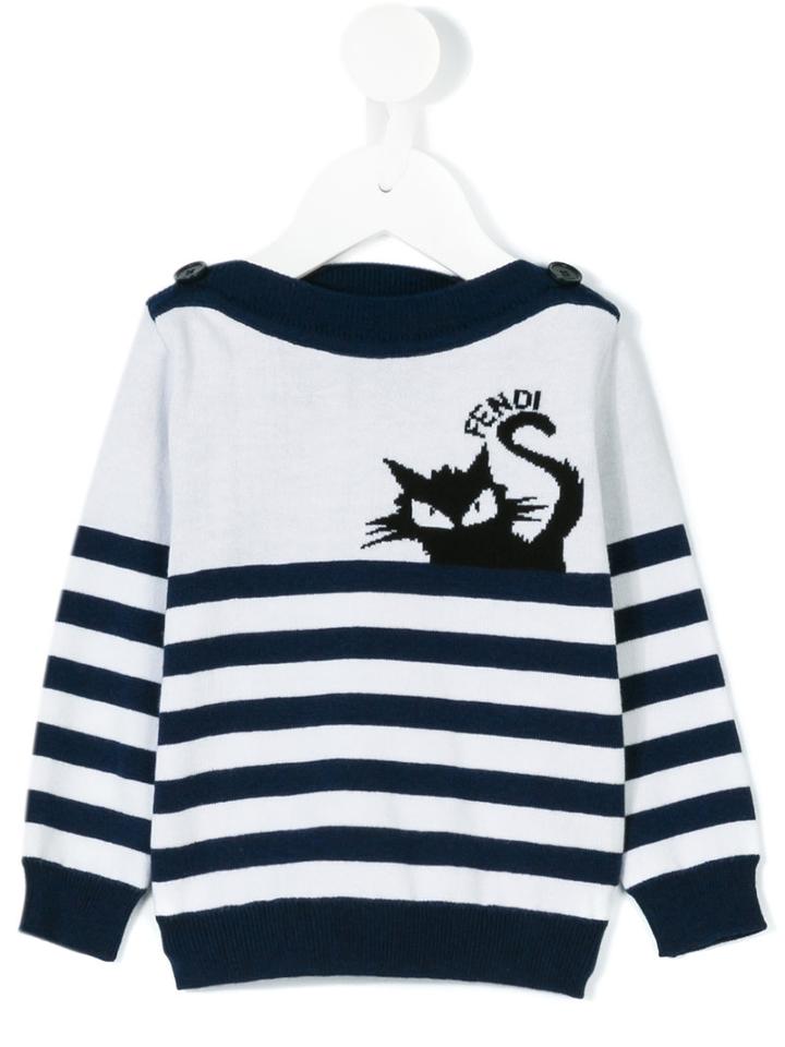 Fendi Kids - Striped Jumper - Kids - Cotton - 9 Mth, Blue