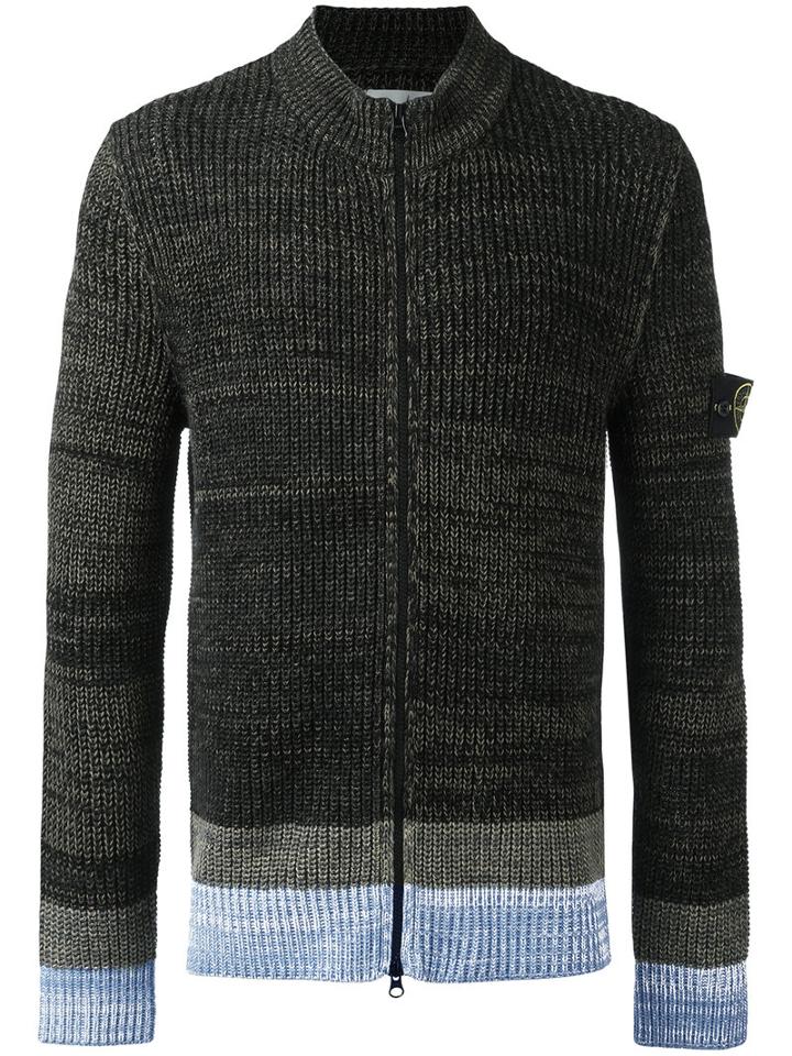 Stone Island (blue) - Ribbed Knit Cardigan - Men - Cotton - Xxl, Cotton