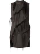 Rick Owens Goat Fur Detailed Tunic, Women's, Size: 42, Black, Goat Fur/lamb Skin/cupro