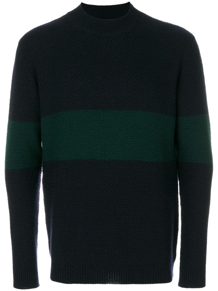 Labo Art Striped Panel Sweater - Blue